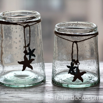 Vase en verre à bulles vert pour la décoration intérieure